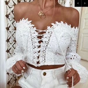 White boho crop top